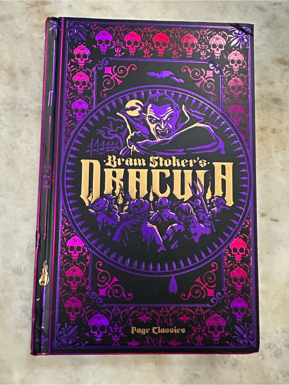 Dracula Hardcover Book with Purple and Gold Accent